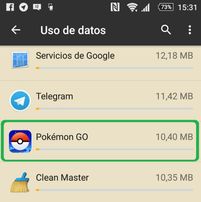 Consumo de datos en Pokemon GO