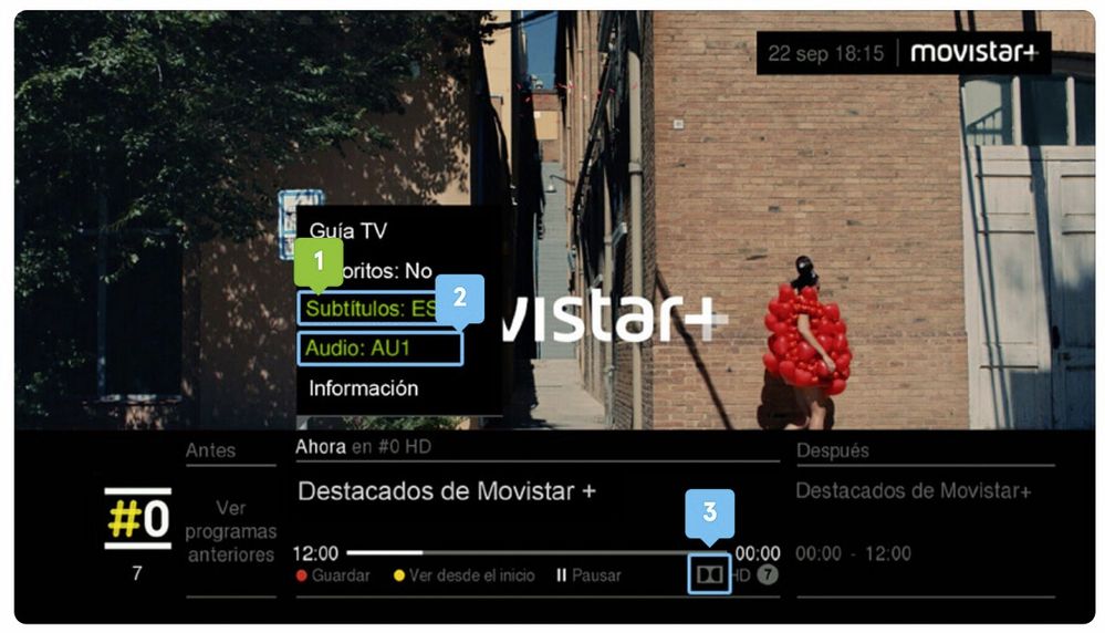 audio y subtítulos guia Movistar TV Movisfera