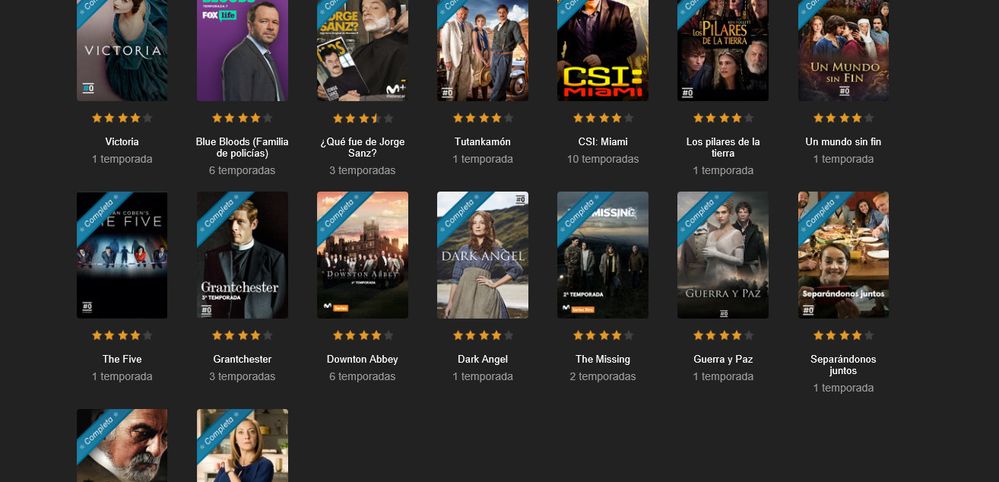 Estas son las únicas series a las que se supone que tengo acceso, y tampoco es del todo cierto.
