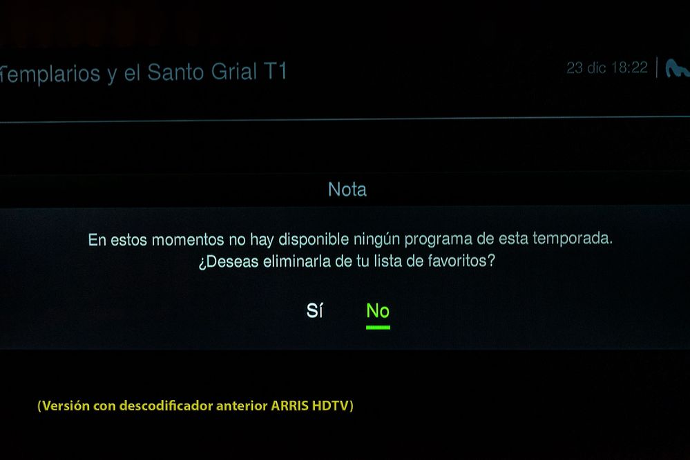 Mensaje Desco HDTV anterior