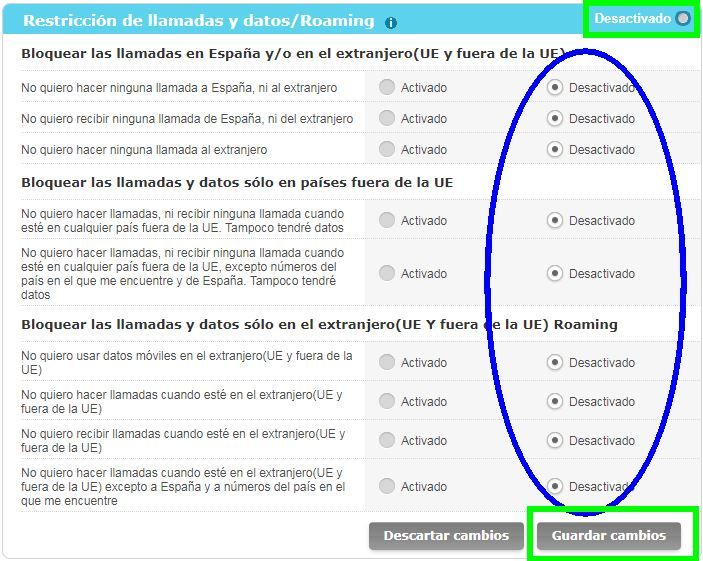 Activar Datos moviles en itinerancia