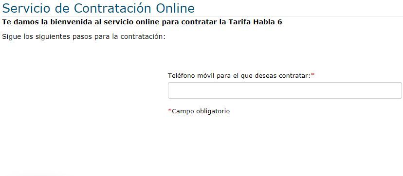 Servicio Contratacion Online Tarifa "Habla 6"