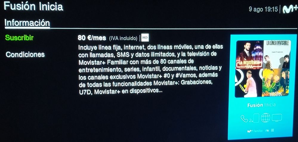 Fusión inicia "HD" a 80 €/mes