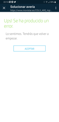 Error avería servicio técnico app Mi Movistar