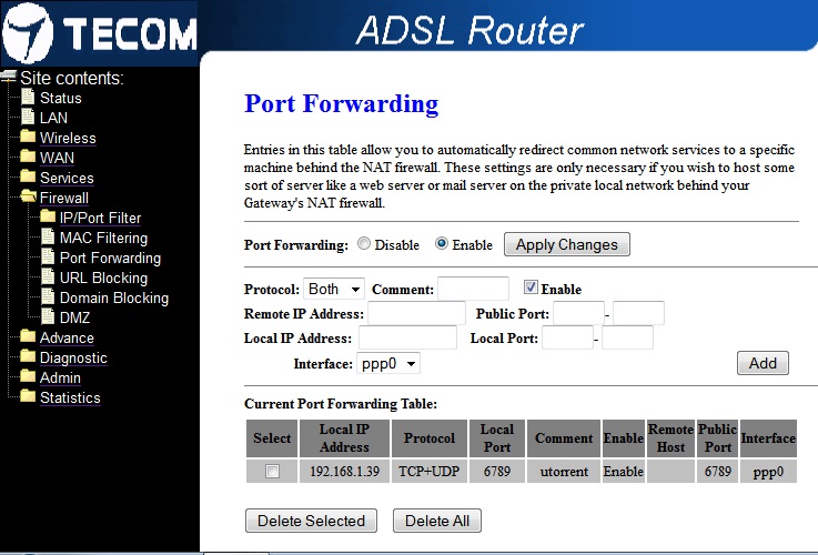 Problema abrir puertos Router Observa Telecom AW4062 - Comunidad Movistar