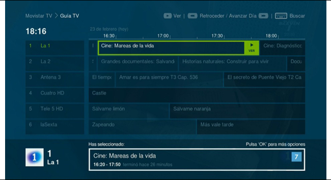 Guía de programación en Movistar TV