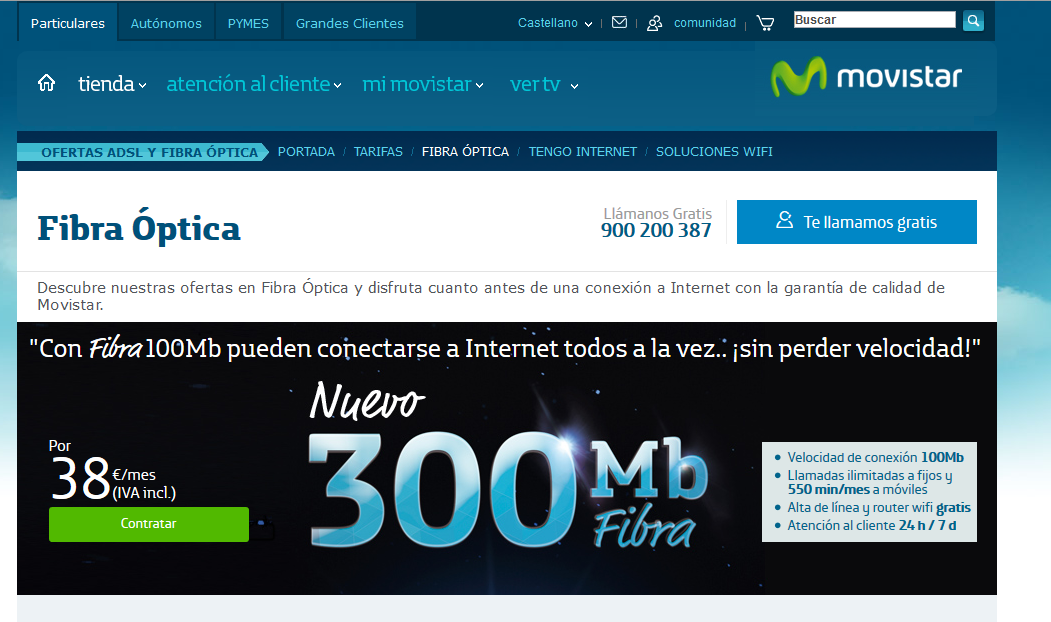 Anuncio oficial los 300 Mb en la web de - Comunidad Movistar