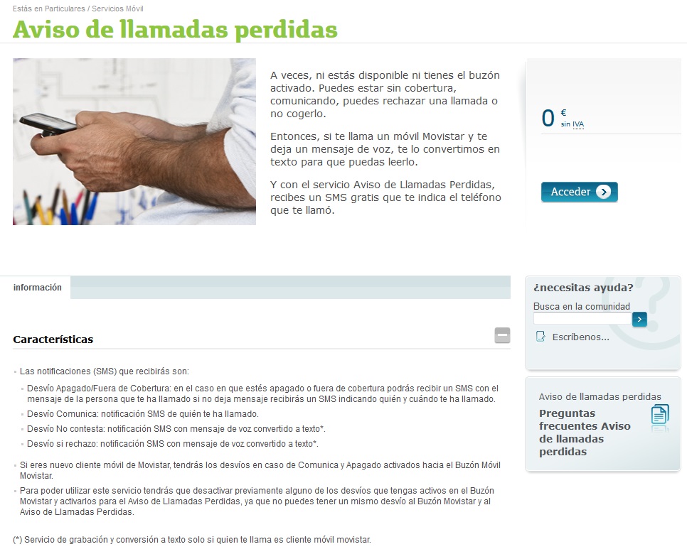 CONSULTAR TARIFA LLAMADAS PERDIDAS / MENSAJES DICTADOS - Comunidad Movistar
