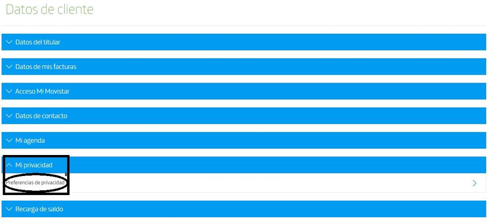 Opcion "Mi Privacidad" >> "Preferencias de Privacidad