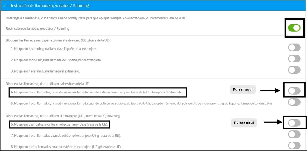 No quiero hacer llamadas, ni recibir ninguna llamada cuando este en cualquier país fuera de la UE. Tampoco tendré datos.