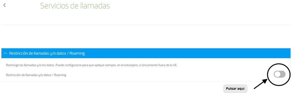 Restricción de Llamadas y datos fuera de la UE