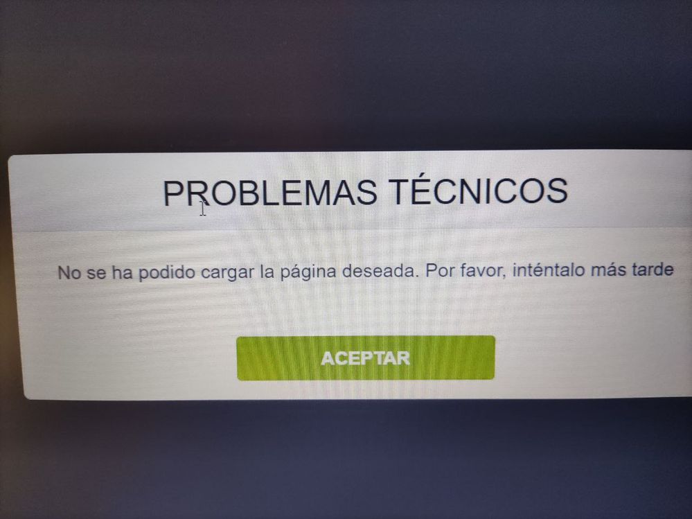 Mensaje que sale en web después de estar un rato intentando cargar un canal