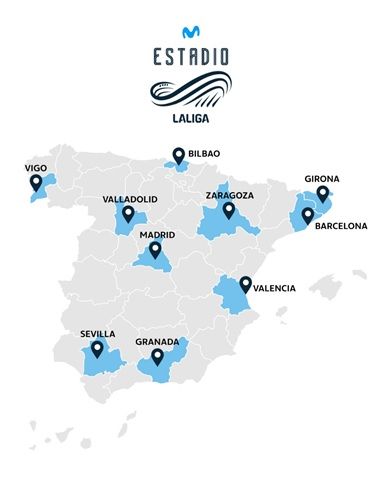 Mapa de las 10 ciudades a las que llegará Estadio Movistar LALIGA