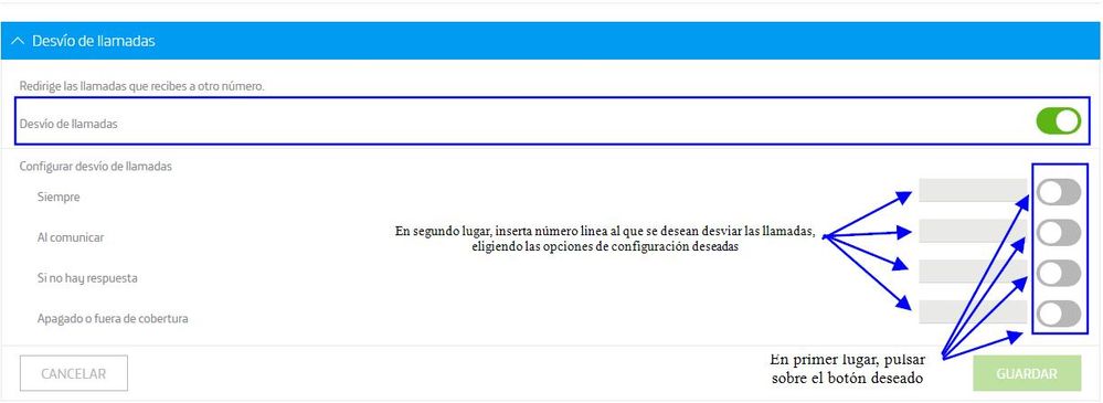 Servicios de Llamadas (Desvíos)