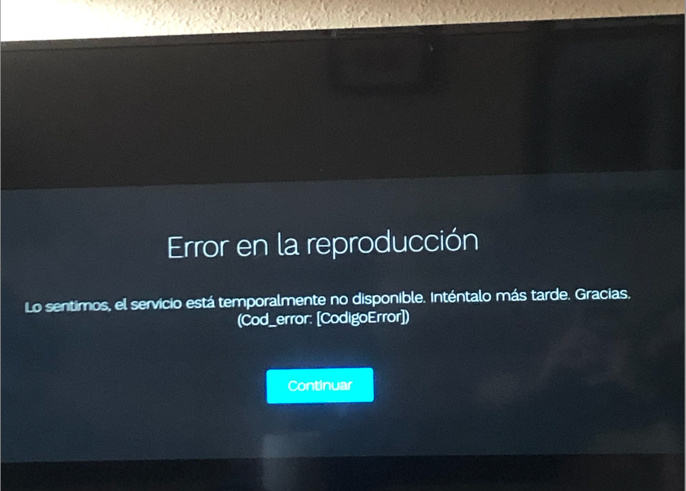 Esto aparece cada vez que intento reproducir series o películas