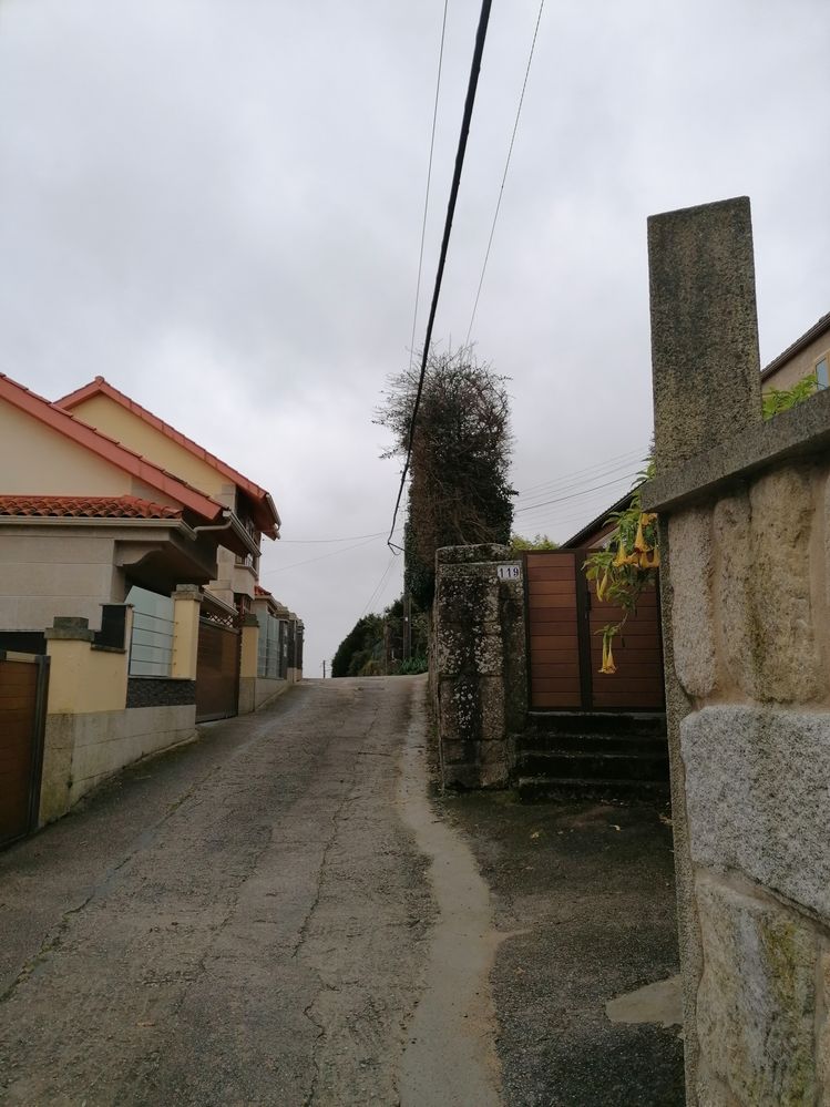 Cables a baja altura sobre camino estrecho