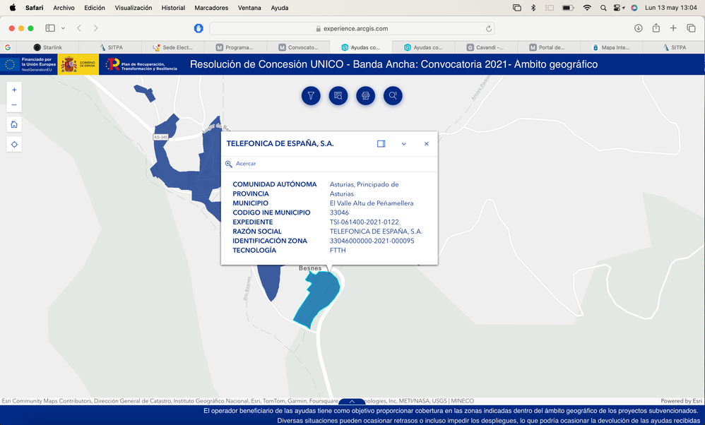 Identificación en mapa de Resolución PLAN UNICO