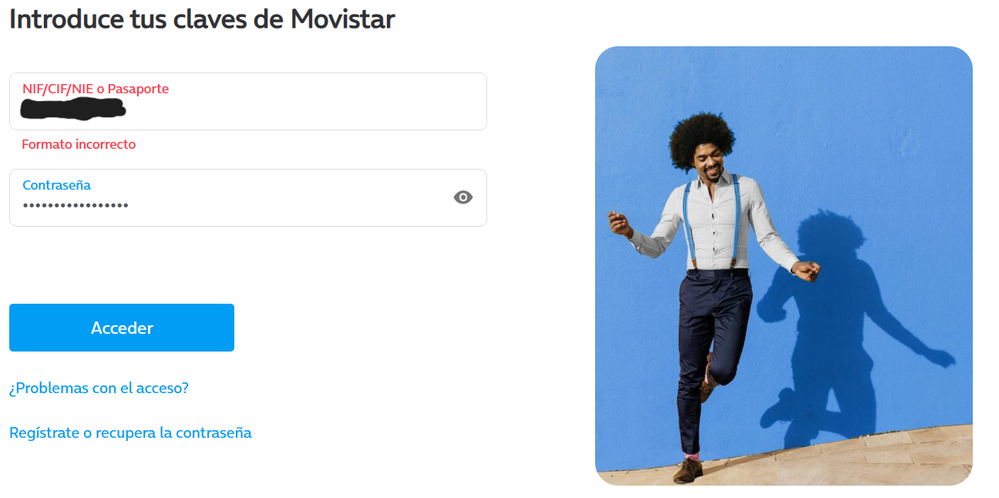 El sistema de inicio de sesión en Web y App agrupa las opciones de "NIF/NIE" y pasaporte en una misma casilla. Ya no deja elegir una u otra. Sin embargo, parece que no es capaz de identificar al pasaporte .