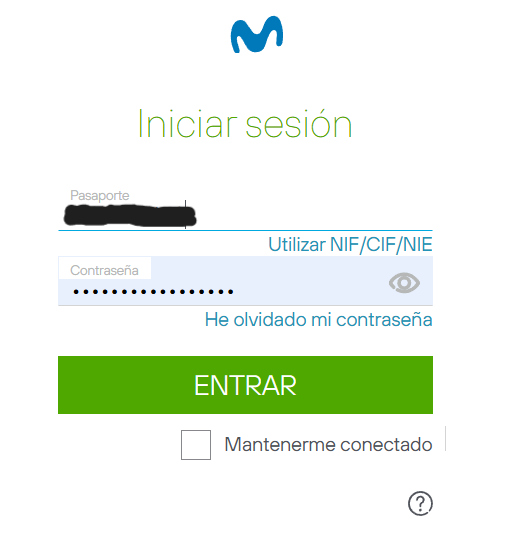 Sistema de inicio de sesión móvil, especificando que se usa pasaporte. No hay inconveniente.