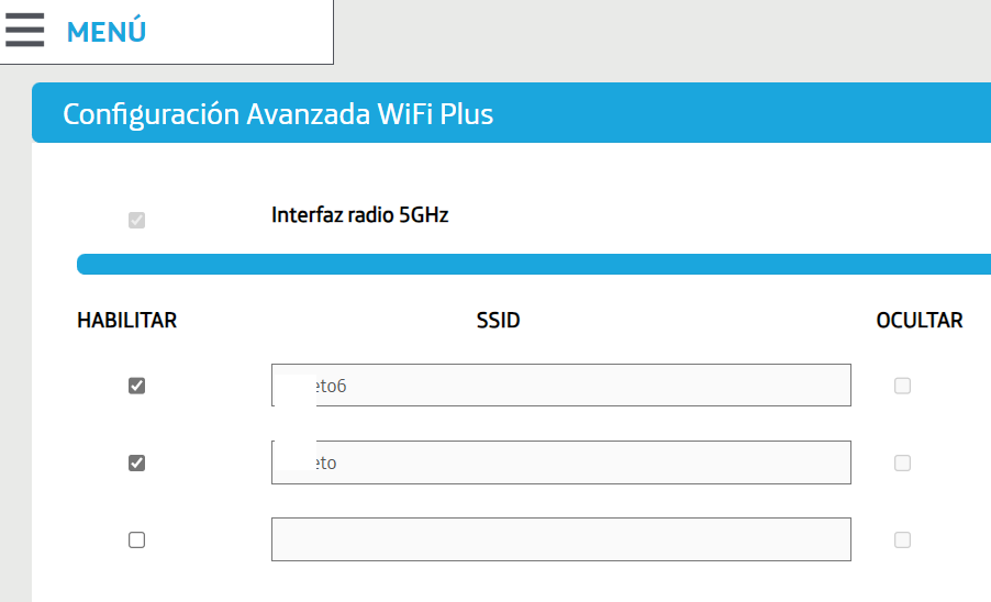 Amplificador como Punto de acceso, cómo deja la configuración avanzada de la red Wifi Plus, en la que mete un segundo SSID con el nombre de la red Wifi
