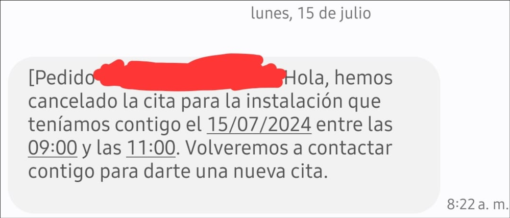 SMS cancelación cita