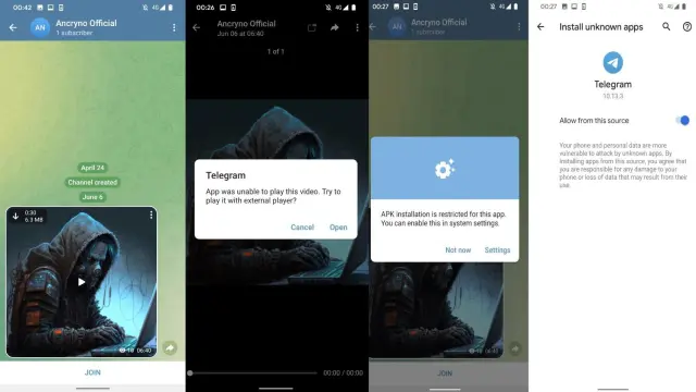 Ejemplo del ataque en Telegram. ESET  -  Omicrono