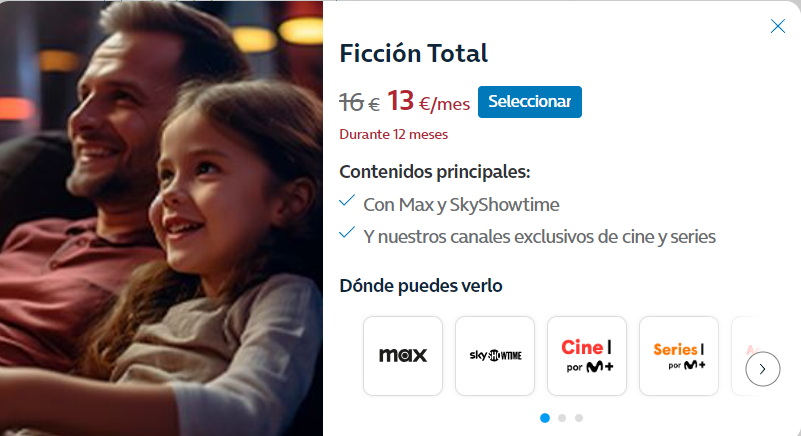 He comprobado que, la baja de MAX y SKY SHOWTIME se debe a que me han dado de baja el Ficción Total que SI tenía incluido en la promoción