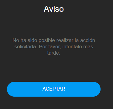 Error que aparece al darle a guardar.