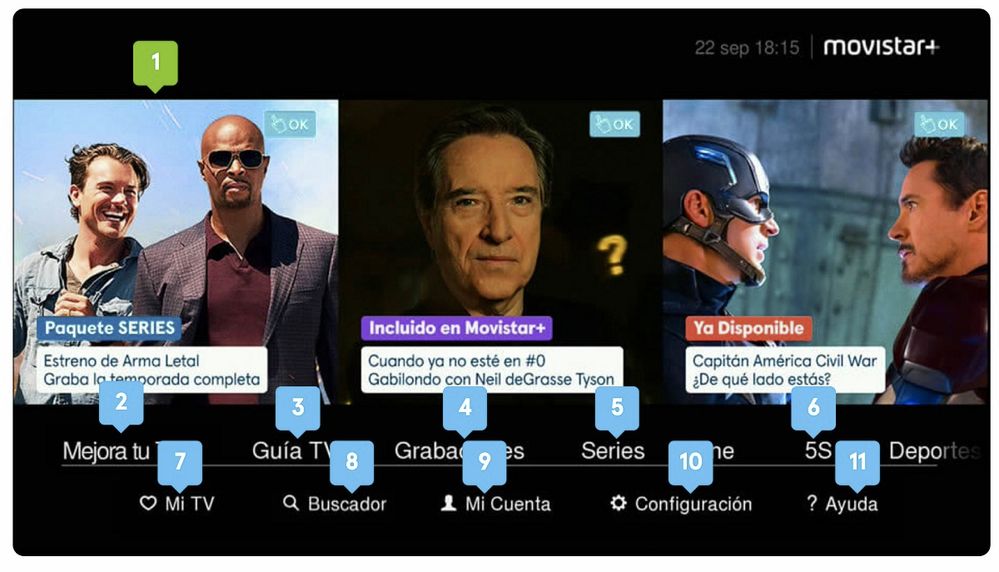 menú guia Movistar TV Movisfera