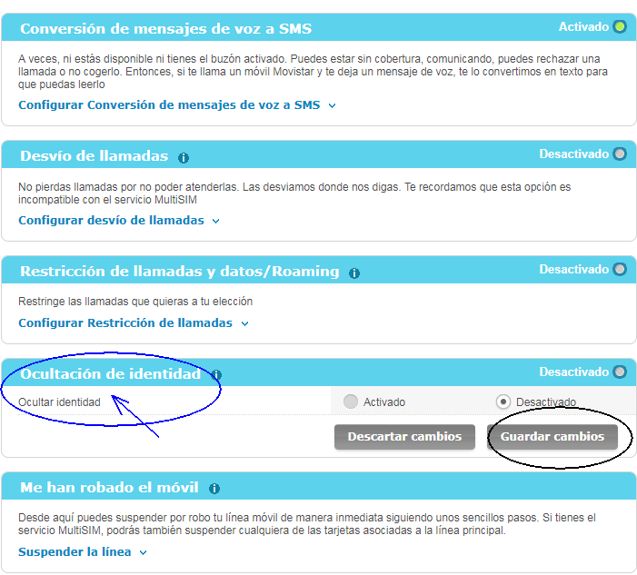 Desactivar ocultacion id de llamada.PNG