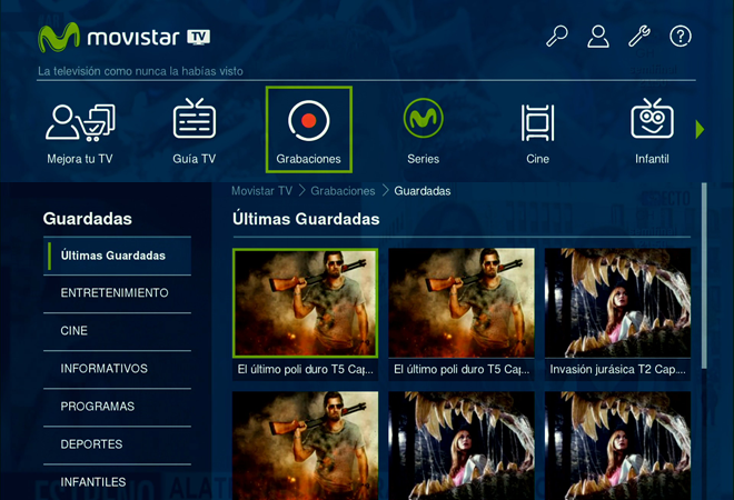 Menú grabaciones en Movistar TV Menú grabaciones en Movistar TV